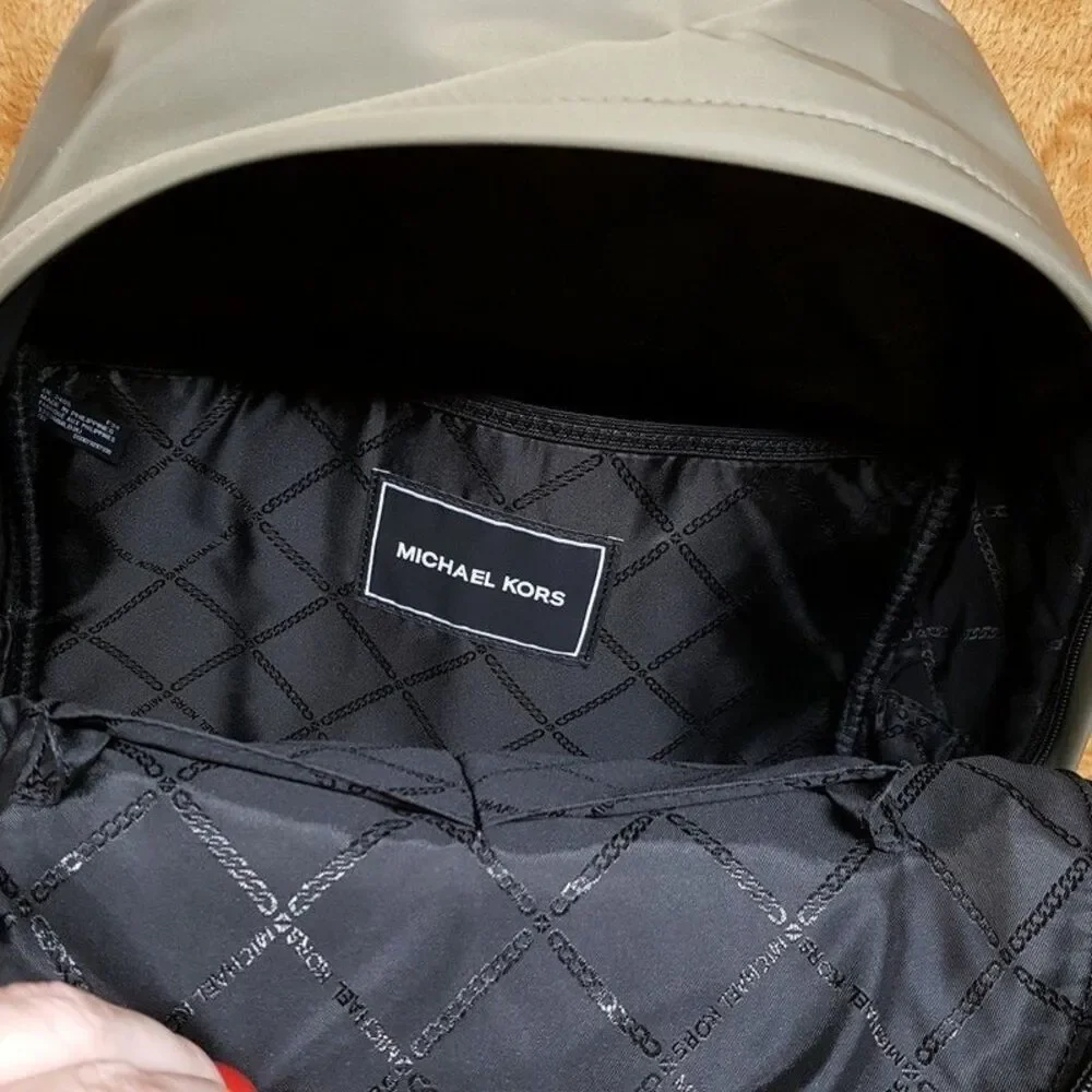 MICHAEL KORS Mens Backpack Olive Green Nylon MALONE Travel Workwear School $198